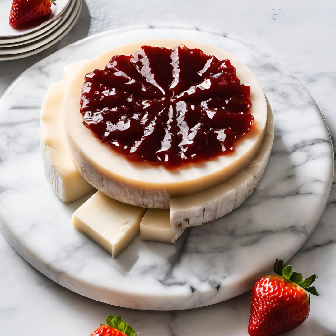 Tomme Cheese with Strawberry Vanilla Preserves