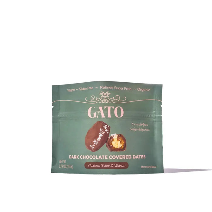 Dark Chocolate Covered Dates with Cashew Butter and Walnut