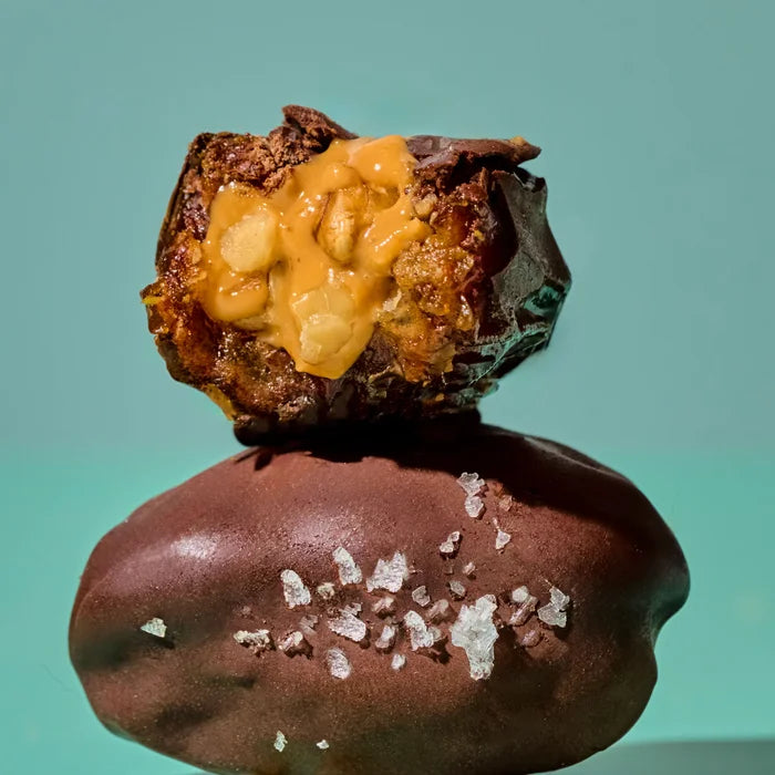 Dark Chocolate Covered Dates with Cashew Butter and Walnut
